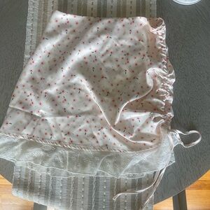 satin floral mini skirt